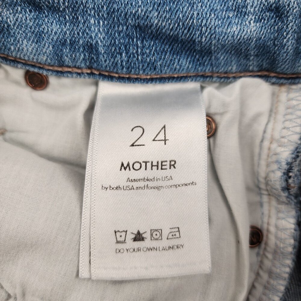 MOTHER Stunner Zip Ankle Step Fray Jeans in Camp Expert $253 #46 Size 24 - Picture 7 of 8